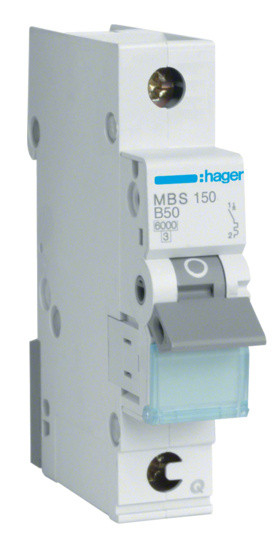 Автоматичний вимикач Hager MBS150 QC 6кА B 50A 1P