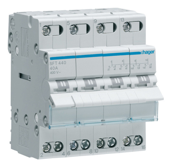 Перемикач Hager SFT440 4P 40А/400В 4м I-0-II