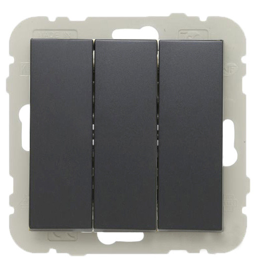 Триклавішний вимикач Logus 21088 TPM 10АХ 250В (чорний матовий)