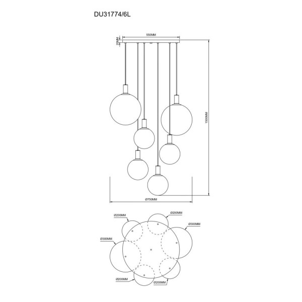 Підвісний світильник, люстра Zuma Line 5905316693692 Nua E27 6x25W IP20 золотий - фото №1