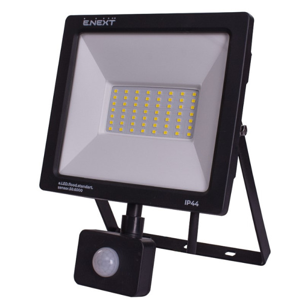 Світлодіодний прожектор E.Next e.LED.flood.stand.sensor.50.6000 50Вт 6000К з датчиком руху