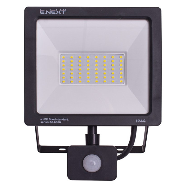 Світлодіодний прожектор E.Next e.LED.flood.stand.sensor.50.6000 50Вт 6000К з датчиком руху - фото №1