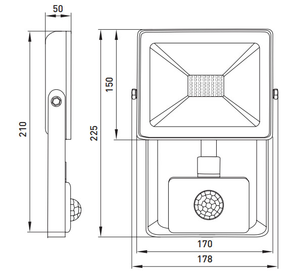 Світлодіодний прожектор E.Next e.LED.flood.stand.sensor.50.6000 50Вт 6000К з датчиком руху - фото №3