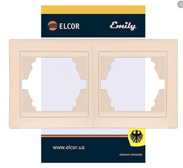 Двухместная горизонтальная рамка Elcor Emily 9215 (211556) (кремовый) - фото №1