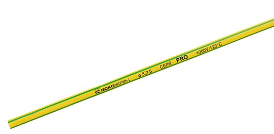 Термоусадочная трубка Аско-Укрем PRO Ø 5,0/2,5 желто-зеленая (A0150040481)