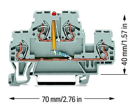 Компонентная клемма Wago 870-543/281-413 со светодиодом (серая) - фото №1