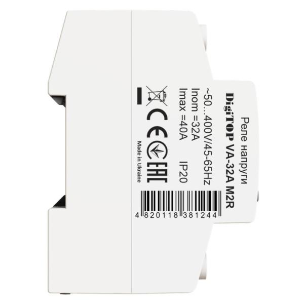 Реле напруги DigiTOP VA-32A M2R (червоний індикатор) - фото №2