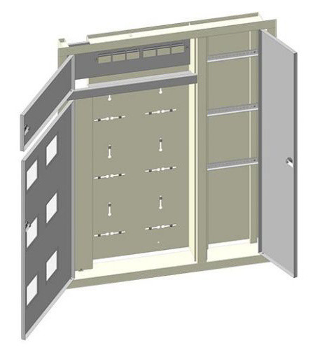 Цільнокорпусний поверховий щит, що вбудовується, Білмакс Б00022720 ЩЕ-8ст 02 зі слаботочним відсіком