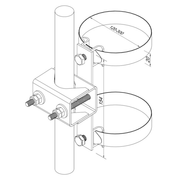 Подвійний трубний хомут для блискавкоприймача Leo Lightman Ni (409233) - фото №3