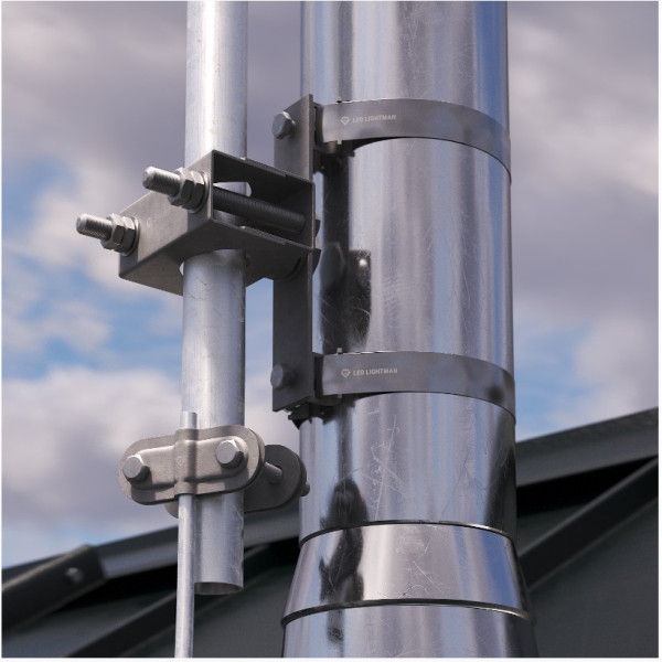 Подвійний трубний хомут для блискавкоприймача Leo Lightman Ni (409233) - фото №4