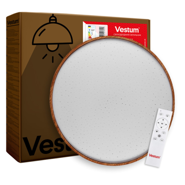 Потолочный светильник Vestum FOREST звездное небо 60Вт 395x65мм 3000К-6500К тиковое дерево - фото №2