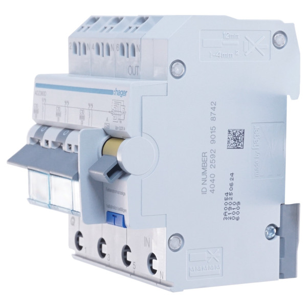 Диференціальний автоматичний вимикач Hager ADZ360D Зх(1п+N), C10А, 30мА - фото №2