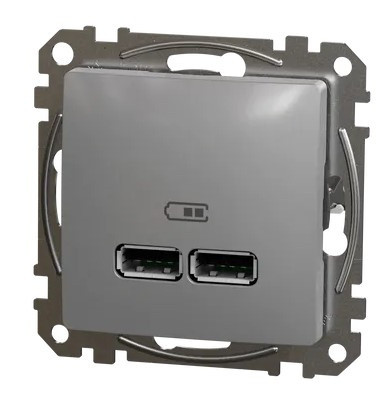 USB розетка Schneider Electric Sedna Design & Elements A+A 2,1A алюміній SDD113401 - фото №4
