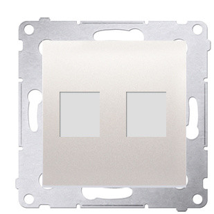 Пряма інформаційна розетка Kontakt Simon Simon 54 Premium DKP2.01/41 під 2xRJ45 Keystone із супортом (кремовий)
