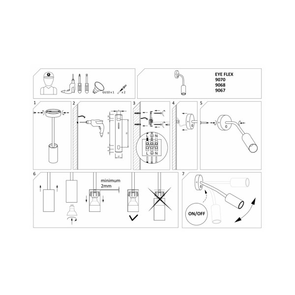 Бра, настінний світильник Nowodvorski 9070 Eye flex GU10 1x10W IP20 Wh - фото №2