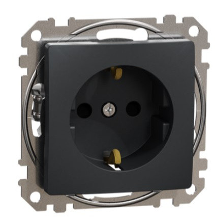 Розетка Schneider Electric Sedna Design & Elements с заземлением и шторками черная SDD114022