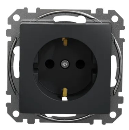 Розетка Schneider Electric Sedna Design & Elements с заземлением и шторками черная SDD114022 - фото №4