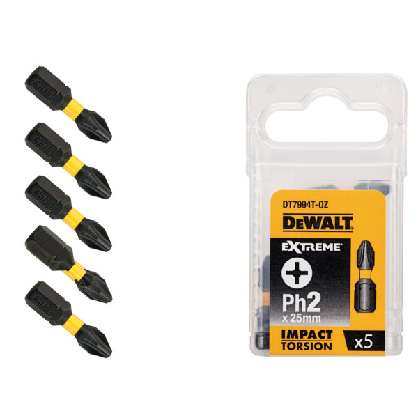 Ударні біти DeWALT Impact torsion extreme Philips PH2х25мм (5шт) - фото №1