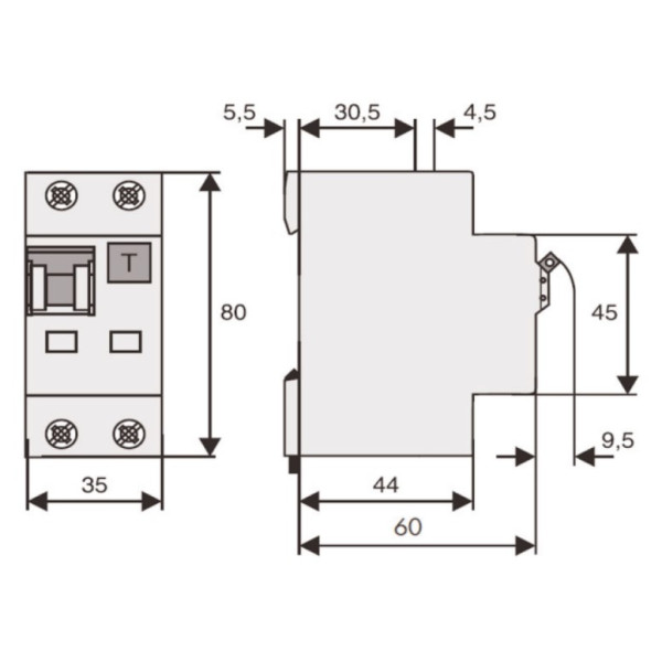 АВДС Schrack BO668516 6кА 16А 30мА 1P+N х-ка B тип АС - фото №4