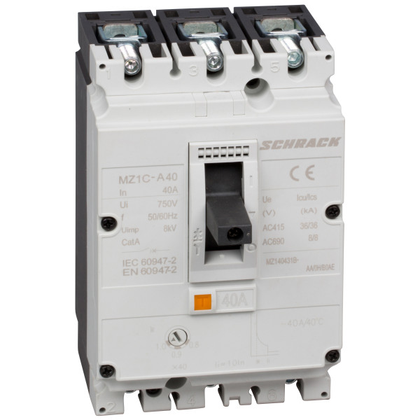 Автоматичний вимикач в литому корпусі типу Schrack MZ140431B 36кА 40А 3P