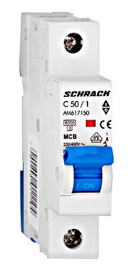 Автомат вимикач 50А 1P 6кА, Schrack Technik