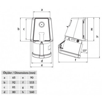 Настінний роз'єм Bemis BC1-3403-2535 220В 3х32A 90° поліамід IP44 (6.2.1.164383) - фото №1