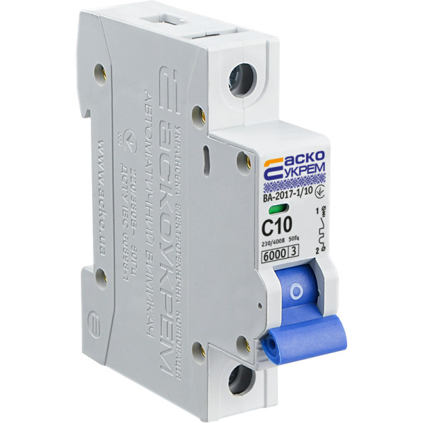 Модульный автоматический выключатель Аско-Укрем ВА-2017/C 1р 10А (A0010170002)