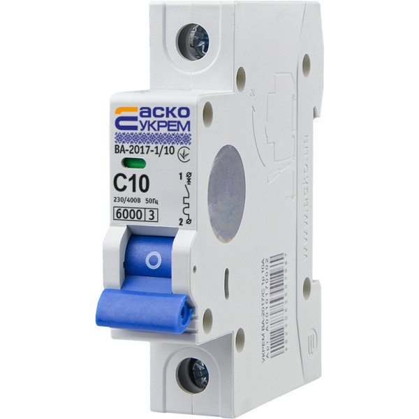 Модульный автоматический выключатель Аско-Укрем ВА-2017/C 1р 10А (A0010170002) - фото №2