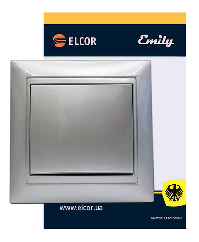 Одинарний вимикач Elcor Emily 9215 (211542) (сірий металік) - фото №1