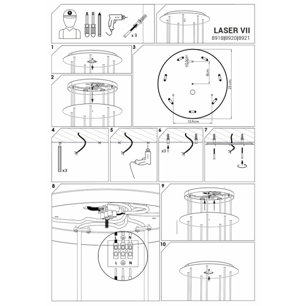 Подвесной светильник, люстра Nowodvorski 8918 Laser 490 G9 7x10W IP20 Белый - фото №2