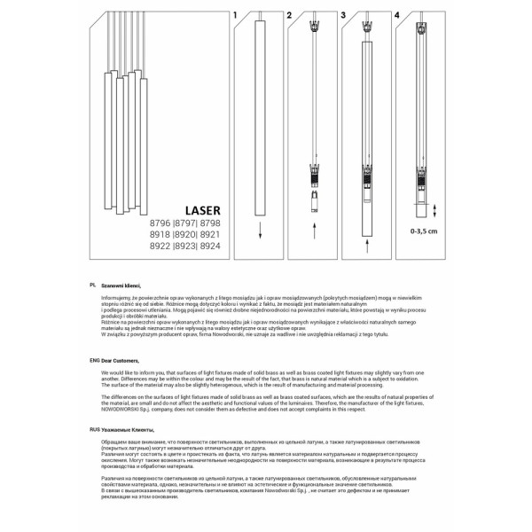 Подвесной светильник, люстра Nowodvorski 8918 Laser 490 G9 7x10W IP20 Белый - фото №3