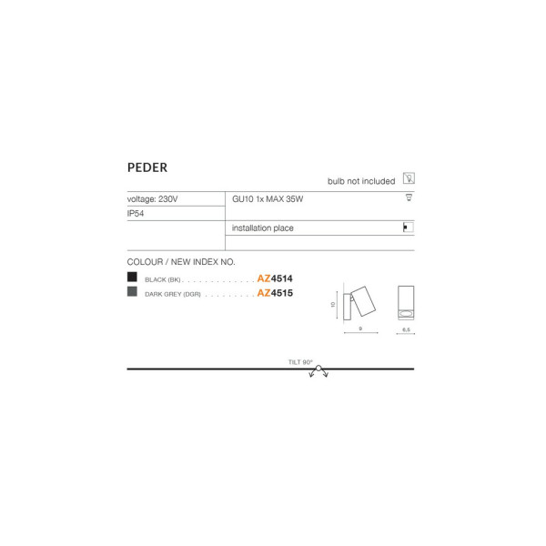 Вуличний світильник AZzardo AZ4515 Peder сірий - фото №2