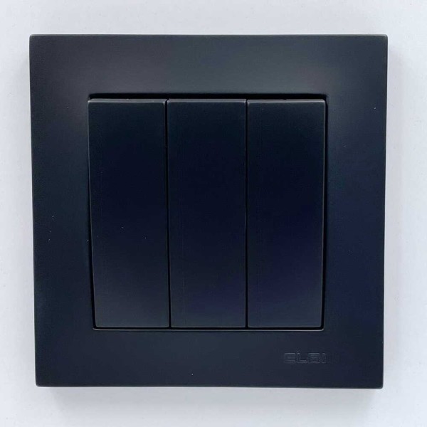 Выключатель EL-BI VEGA черный мат 3-кл ( 510-014800-254 ) - фото №1