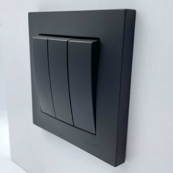 Выключатель EL-BI VEGA черный мат 3-кл ( 510-014800-254 ) - фото №2