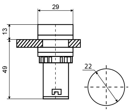 Мигающий зуммер Аско-Укрем AD22-22 BM/r 220В АС красный (A0140030159) - фото №3