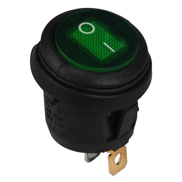 Переключатель TNSy KCD1-5-101WN G/B круглый с подсветкой IP65 зеленый (TNSy5500723)