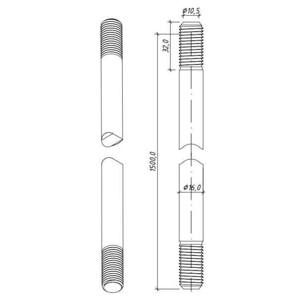 Різьбовий стержень Leo Lightman Ø16мм 1,5м StgZn (116155) - фото №2