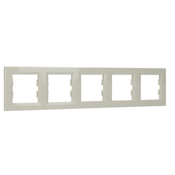 Рамка 5-местная горизонтальная кремовая Asfora, EPH5800523 - фото №1