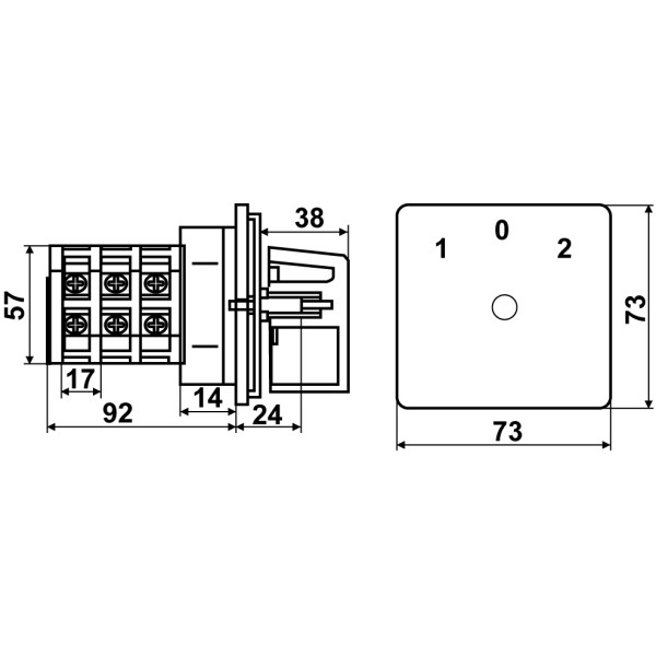 Пакетный переключатель Аско-Укрем ПКП Е9 1-0 2 полюса 32А/1.822 (A0110010032) - фото №3
