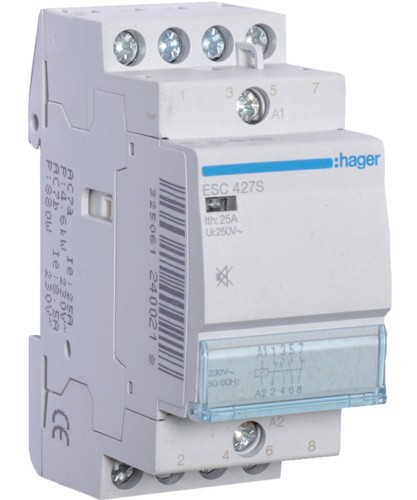 Безшумний контактор Hager ESC427S 25A 2НО+2НЗ 230B