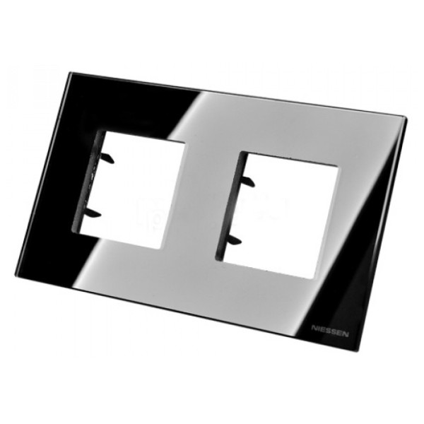 Двомісна рамка ABB Zenit N2272 CN скло (чорне) - фото №1