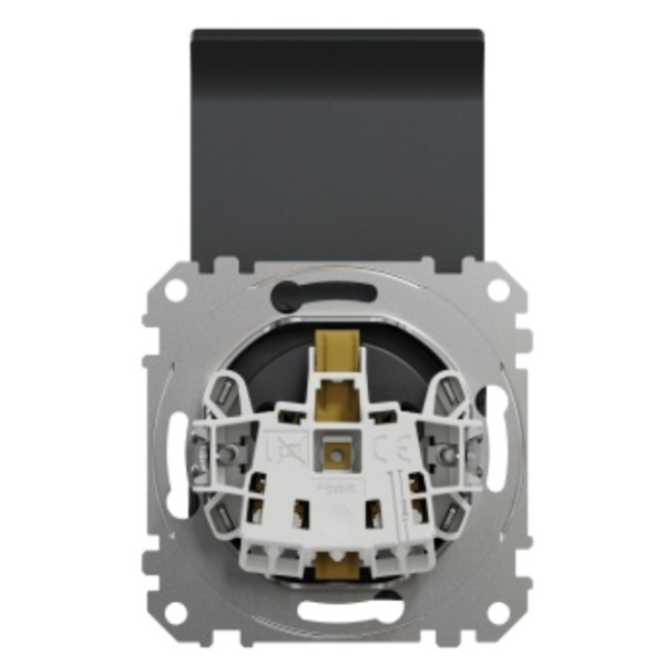 Розетка Schneider Electric Sedna Design & Elementsс заземлением шторками и крышкой черная SDD114024 - фото №2