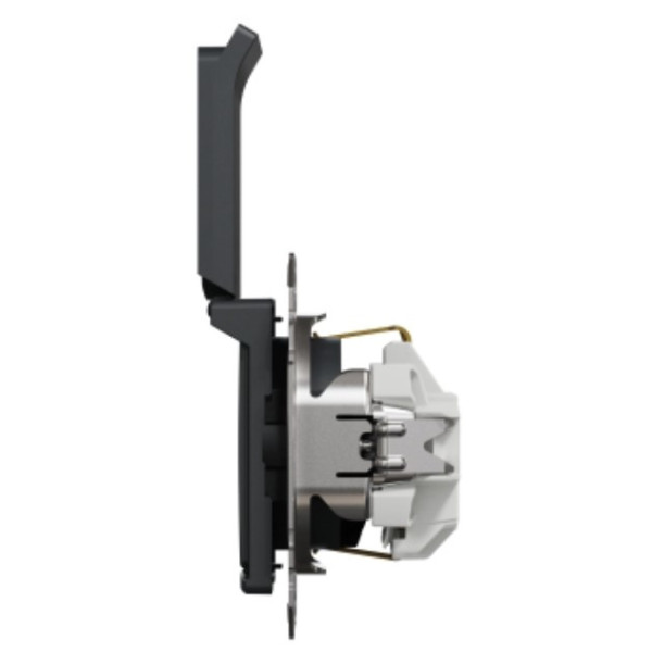 Розетка Schneider Electric Sedna Design & Elementsс заземлением шторками и крышкой черная SDD114024 - фото №3