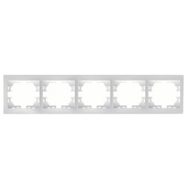Рамка 5-місна горизонтальна біла, Mira, Lezard
