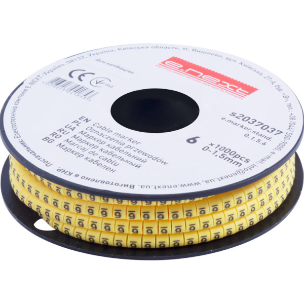 Кабельный маркер E.Next e.marker.stand.0.1.5.6 0-1,5 кв.мм 6 1000шт (s2037037)