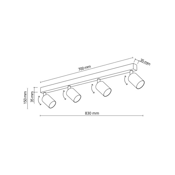 Светильник поворотный, спот TK Lighting 6182 Top GU10 4x10W IP20 коричневый - фото №4