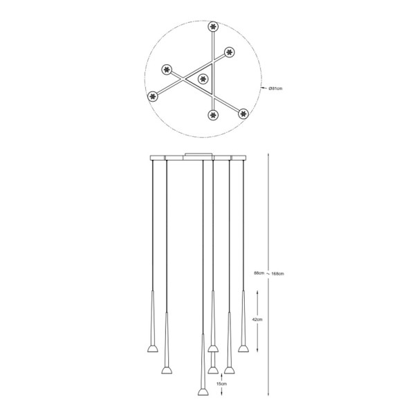 Підвісний світильник, люстра Zuma Line 5905316668409 Boston LED 7x1.5W 3000K 3850Lm IP20 чорний - фото №1