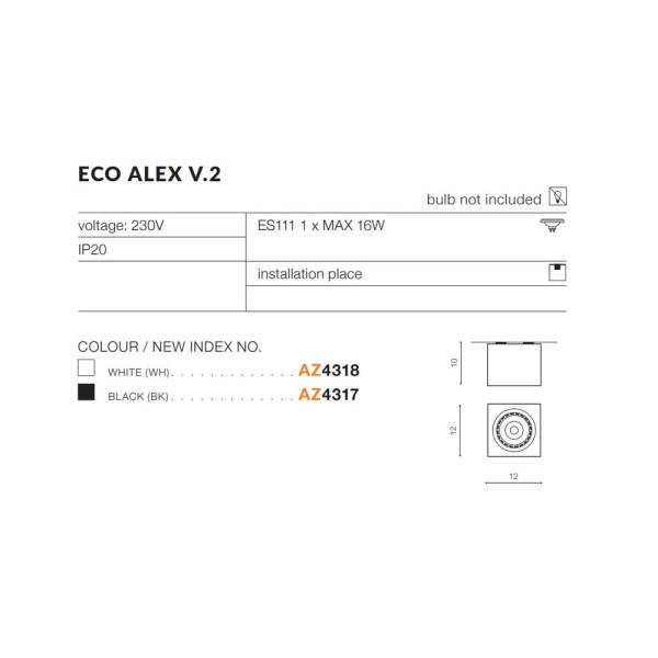 Точечный светильник AZzardo AZ4318 Eco Alex V.2 Wh - фото №2