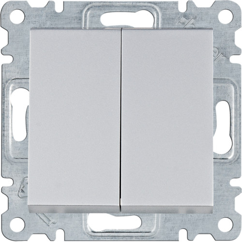 Вимикач 2-кл. 1-тактовий WL0142 Lumina-2, срібло, Hager