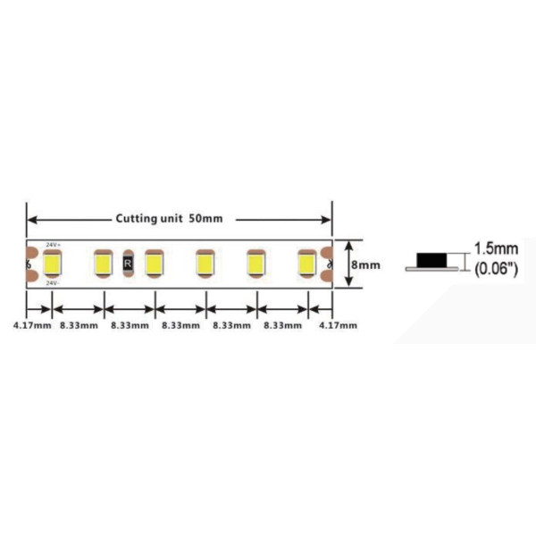 LED стрічка COLORS 120-2835-24V-IP20 8.4W 820Lm 5000K 5м (D8120-24V-8mm-DW) - фото №1